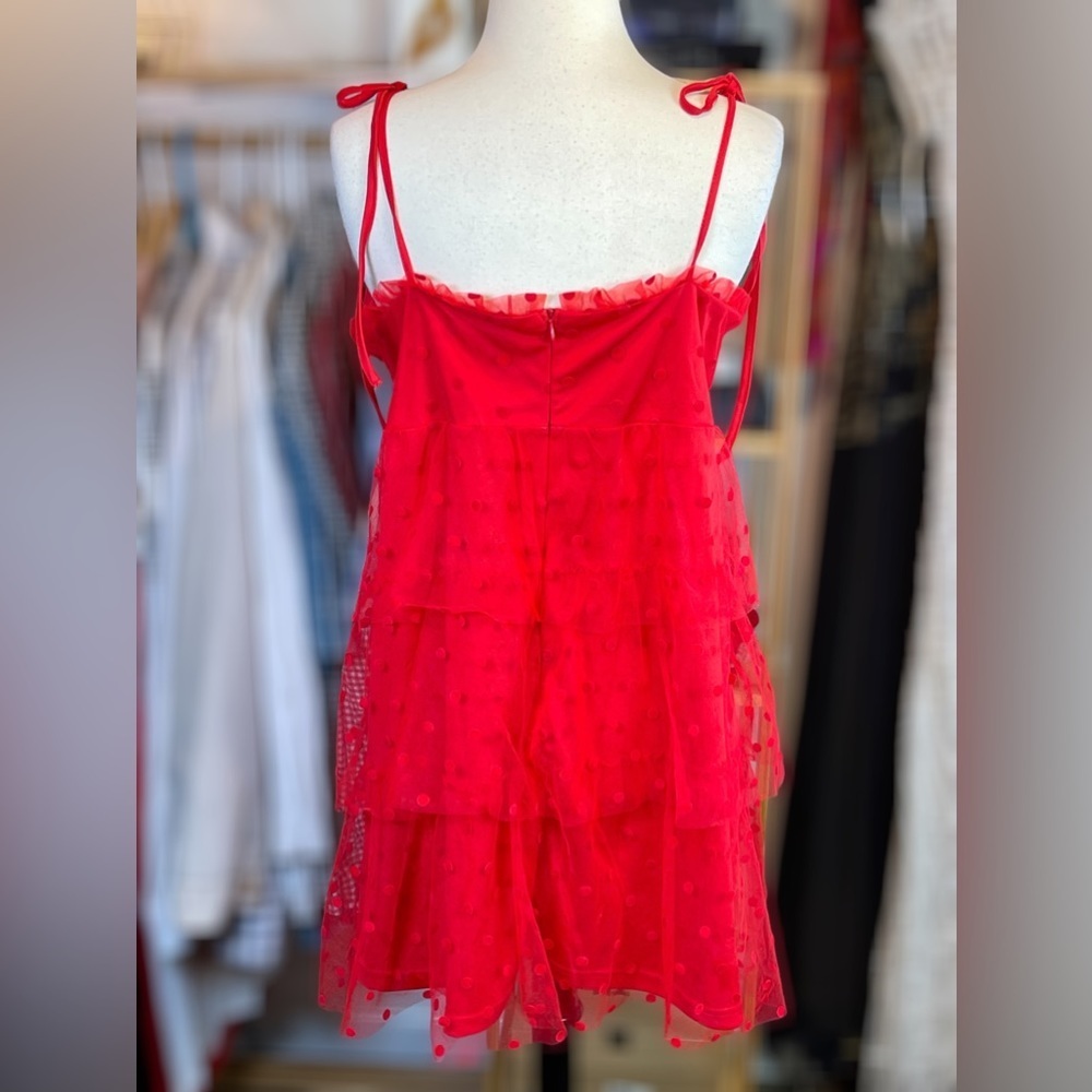 SBETRO ~ Red Polka Dot Tulle Party Dress with Tiered Tulle Skirt ~ Size 3X - Picture 5 of 7